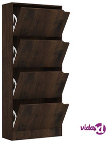 vidaXL Scarpiera con 4 Ante Rovere Fumo 59x24x136cm Legno Multistrato