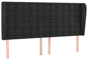 Testiera ad orecchio nera 183x23x118/128 cm in velluto