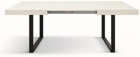 Tavolo CINQUALE in legno, finitura bianco frassinato con gambe in metallo antracite, allungabile 160×90 cm – 240×90 cm