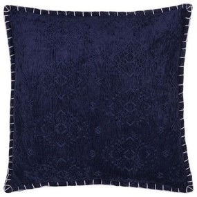 Cuscino cotone e viscosa motivo in rilievo blu scuro 45 x 45 cm MELUR Beliani