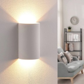 Applique da parete a LED Jenke Lindby, Bianco / Opale, Soggiorno / Sala da pranzo, Gesso / Argilla, Moderno, Applique a LED