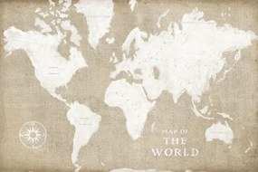 Salvadori tela stampata "Burlap World Map I"  mis 120 x 80