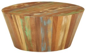 Tavolino Da Salotto Ø65x31 Cm İn Legno Massello Di Recupero /