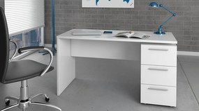 Scrivania 3 cassetti bianco lucido 138x60x74 cm