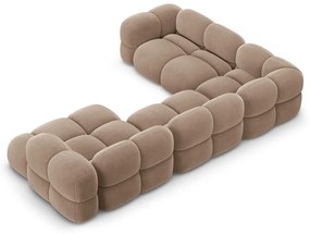 Divano angolare marrone (con penisola a sinistra/a U) con rivestimento in velluto Loretto – Cosmopolitan Design