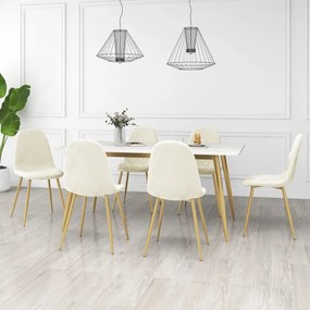 Sedie Da Pranzo 6 Pz Bianco Crema İn Velluto /