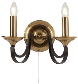 Applique Contemporanea Campanile Acciaio Bronzo Marrone 2 Luci E14