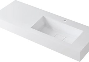 Lavabo a incasso rettangolare vasca a destra L 120.5 x H 15 x P 46 cm in resina bianco opaco