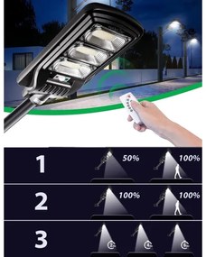 Lampada stradale solare LED con sensore LED/180W/6V 6500K IP65 + telecomando