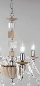 Lampadario livia 6 luci tortora- trasparente e cromo attacco e14 d....