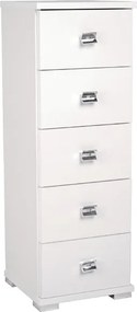 Cassettiera in legno con 5 cassetti 32x91h cm Bianco Frassinato