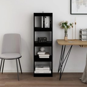 Libreria/divisorio nero 40x30x135,5 cm in legno massello di pino