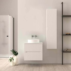 Mobile bagno sospeso  bianco opaco 60 cm cannettato Palermo