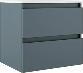 Mobile bagno sospeso con lavabo e organizer per cosmetici L 59.5 x H 55 x P 45 cm avio, bianco 2 cassetti per vasca centrale Trevi