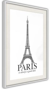 Poster  Eiffel Tower  Cornice Quadri Cornice nera con pass-partout, Larghezza x Altezza Home decor 30x45