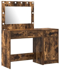 Set da toeletta 2 pezzi con led in rovere fumè in legno ingegnerizzato