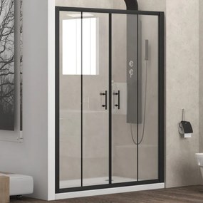 Nicchia doccia 190cm doppio scorrevole anticalcare telaio nero KFN6000 - KAMALU
