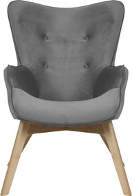 Poltrona grigia con rivestimento in velluto Niko – Ropez