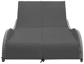 Lettino prendisole doppio con cuscino in polyrattan antracite
