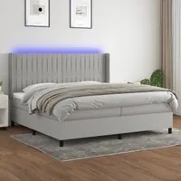 Letto a Molle Materasso e LED Grigio Chiaro 200x200 cm Tessuto cod mxl 56127