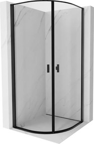 Mexen Mist cabina doccia semicircolare apribile 70 x 70 cm, cornice nera, nera - 8A31-070-070-70-70