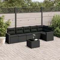 Set Divani da Giardino con Cuscini 7pz Nero Polyrattancod mxl 89999