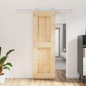 Porta Scorrevole Con Set Hardware 70x210 Cm Legno Massello Pino /