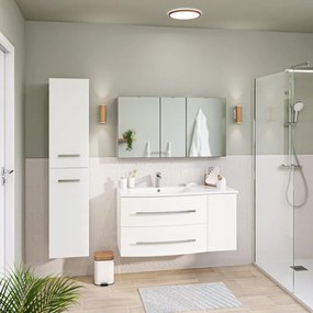 Mobile da bagno sospeso sotto lavabo L 111.2 x H 53.7 x P 47.5 cm bianco laccato opaco, 2 cassetti, 1 anta SENSEA Perla