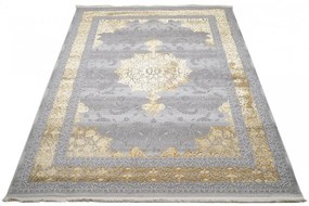 Esclusivo tappeto grigio con motivo orientale dorato Larghezza: 80 cm | Lunghezza: 150 cm