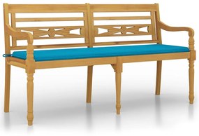 Panchina batavia con cuscino blu 150 cm legno massello teak