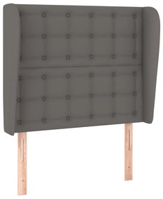 Testiera ad orecchio grigio scuro 93x23x118/128cm in similpelle