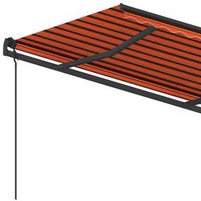 Tenda Retrattile Automatica con Pali 4,5x3,5 m Arancio Marrone