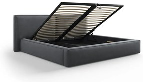 Letto matrimoniale imbottito grigio scuro con contenitore e rete inclusi 180x200 cm Arendal - Cosmopolitan Design
