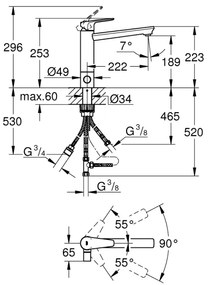 GROHE 31696000 - Miscelatore per lavello BAUEDGE, cromo lucido