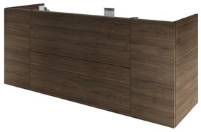 Mobile da bagno sospeso sotto lavabo L 150 x H 64 x P 48 cm noce lucido, 2 cassetti, 2 ante SENSEA Neo Frame