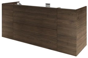 Mobile da bagno sospeso sotto lavabo L 150 x H 64 x P 48 cm rovere noce, 2 cassetti 2 ante con cassetto Apertura push-pull SENSEA Neo, Maniglie acquistabili separatamente