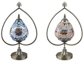 Lampada da tavolo DKD Home Decor Cristallo Mosaico Metallo Multicolore Arabo (32.5 x 16 x 47.5 cm) (2 Unità)