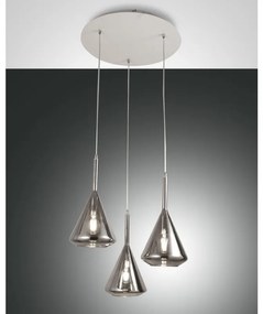 Lampadario Glamour Tris bianco paralume fumo 3x E27 LA MIA LUCE