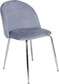 Sedia da pranzo in velluto Grigio Balena con gambe in metallo Cromo - PARIS 2 sedie