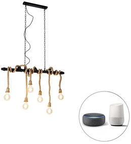 Lampada a sospensione intelligente nera 6 luci incl. Wifi G95 - Plural