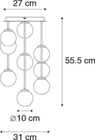 Plafoniera smart oro con vetro fumé 9 luci incl. 9 Wifi G9 - Athens