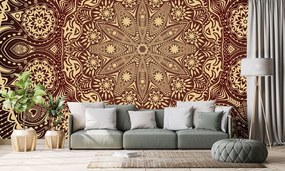 Carta da parati autoadesiva – Mandala decorativa con pizzo in bordeaux