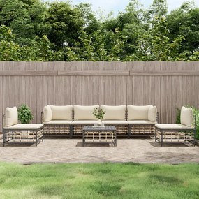 Set divani da giardino 7 pz con cuscini antracite in polyrattan