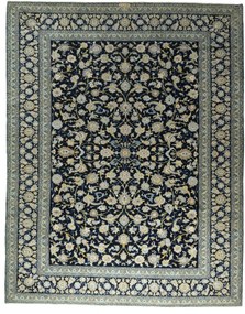 Kashan Tappeto 400 x 310 Blu (Iran) Annodato A Mano