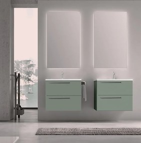 Mobile sottolavabo e lavabo Mia muschio L 60 x H 55 x P 45 cm 1 vasca 2 cassetti