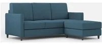 Divano 3 Posti con Pouf 198x155x85 cm Karay in Tessuto Avio