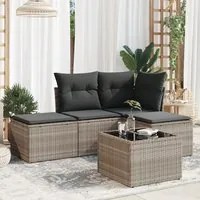 Set Divano da Giardino 5pz con Cuscini Grigio Chiaro Polyrattan 3249331