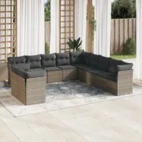 Set Divani da Giardino 11 pz con Cuscini in Polyrattan Grigio 3217880