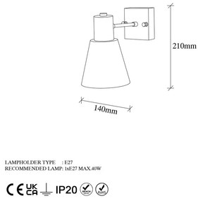 Lampada da parete color oro ø 14 cm Funnel - Opviq lights