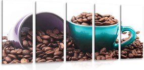 Quadri 5 pezzi – Tazze con chicchi di caffè